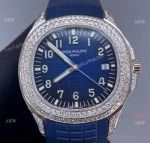 3k Factory Patek Philippe Aquanaut Blue Dial Diamond Bezel Watch 42mm High Copy